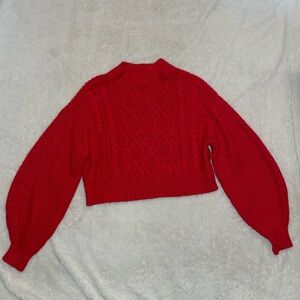 🔴$5 SALE🔴 Kaari Blue cropped red cowlneck sweater‎